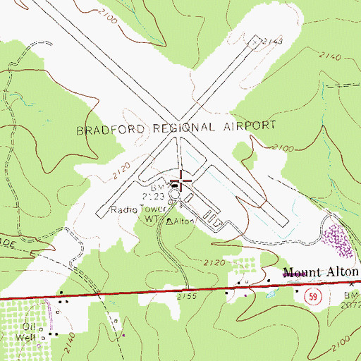 Topographic Map of Bradford Regional Airport, PA