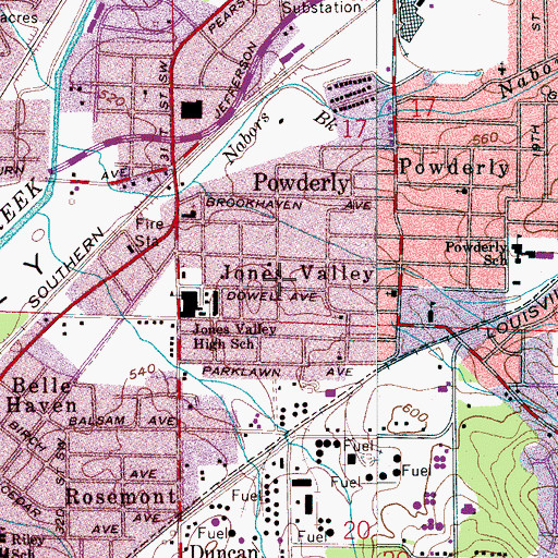 Topographic Map of Jones Valley, AL