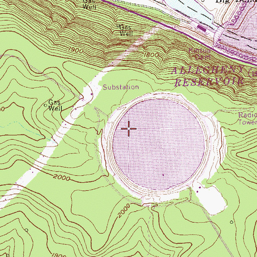 Topographic Map of Kinzua Pumped Storage Dam, PA