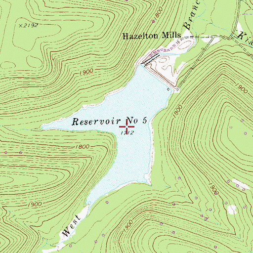 Topographic Map of Reservoir Number Five, PA