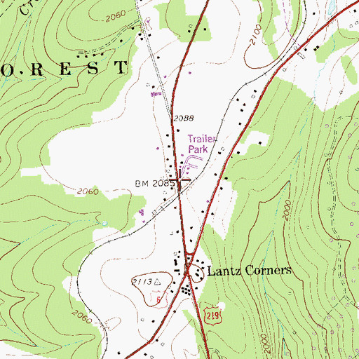 Topographic Map of Lafayette, PA