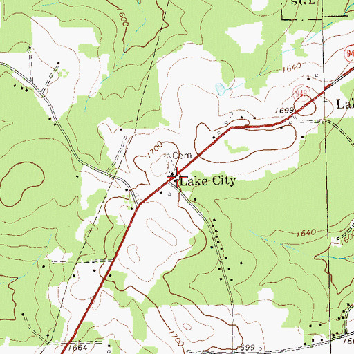 Topographic Map of Lake City School, PA