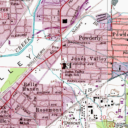 Topographic Map of Jones Valley High School, AL