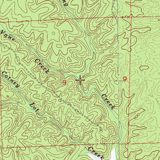 Topographic Map of Jones Vane Creek, AL