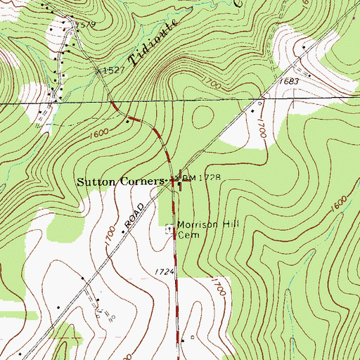Topographic Map of Sutton Hill School, PA