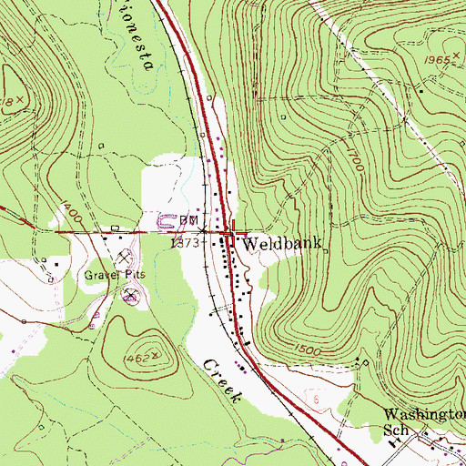 Topographic Map of Weldbank Post Office (historical), PA