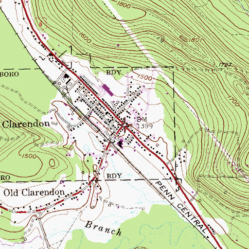 Topographic Map of North Clarendon Post Office (historical), PA