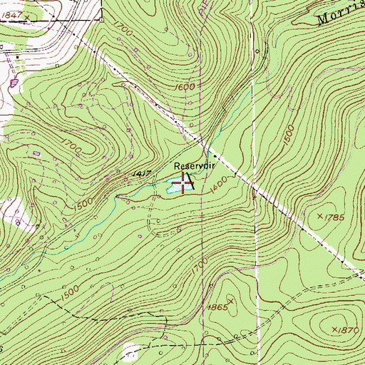 Topographic Map of Warren Reservoir, PA