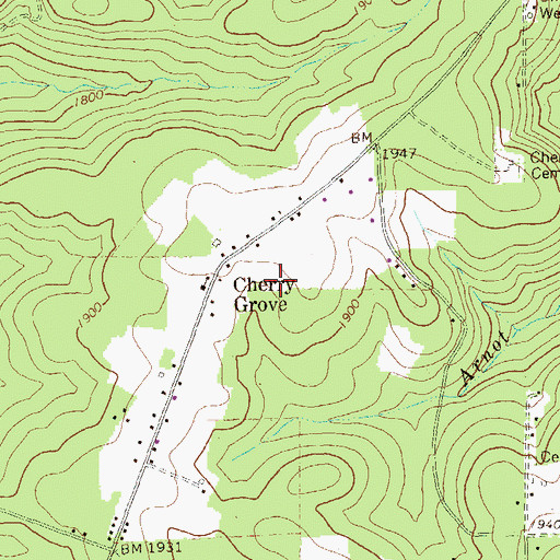 Topographic Map of Cherry Grove School, PA