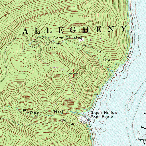 Topographic Map of Olmstead (historical), PA