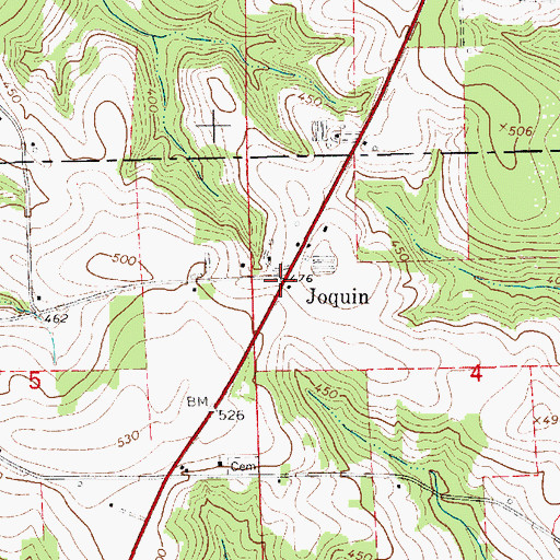 Topographic Map of Joquin, AL