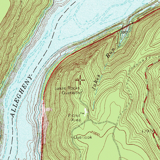 Topographic Map of Jakes Rocks, PA