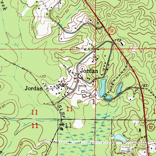 Topographic Map of Jordan, AL