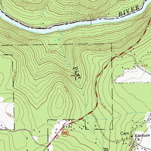 Topographic Map of Pine Run Trail, PA