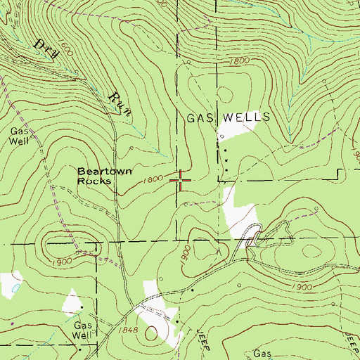 Topographic Map of Beartown Rocks Vista, PA