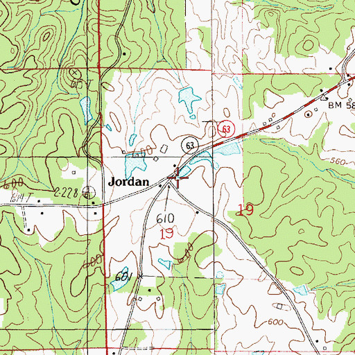 Topographic Map of Jordan, AL