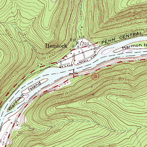 Topographic Map of Hooks Ferry (historical), PA