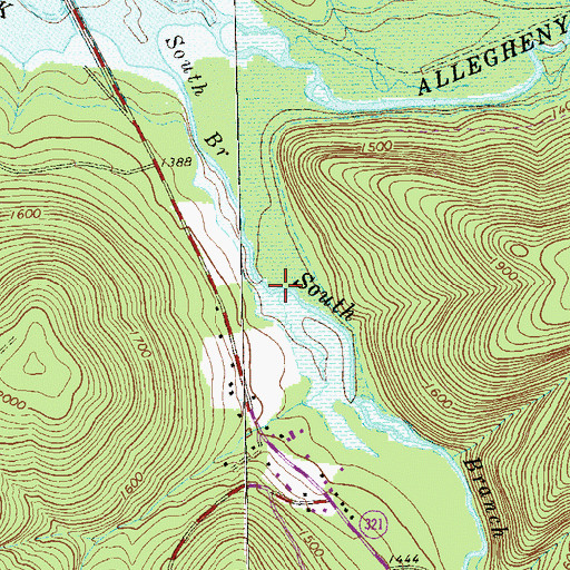 Topographic Map of Gunning Run, PA