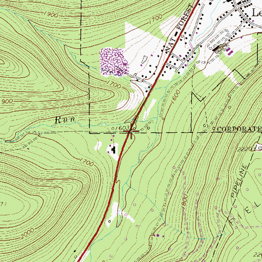 Topographic Map of Miam Hollow, PA