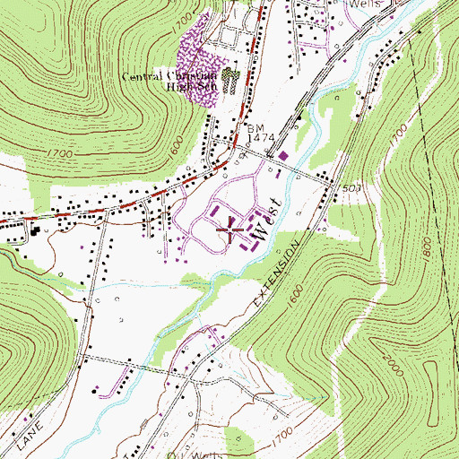 Topographic Map of University of Pittsburgh - Bradford Campus, PA