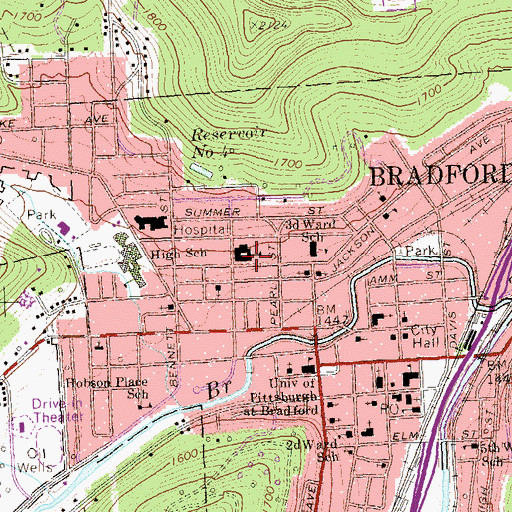 Topographic Map of Bradford Area Senior High School, PA