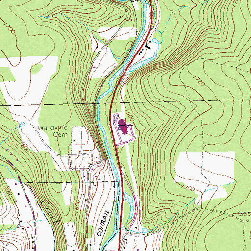 Topographic Map of Johnsonburg Area Elementary School, PA