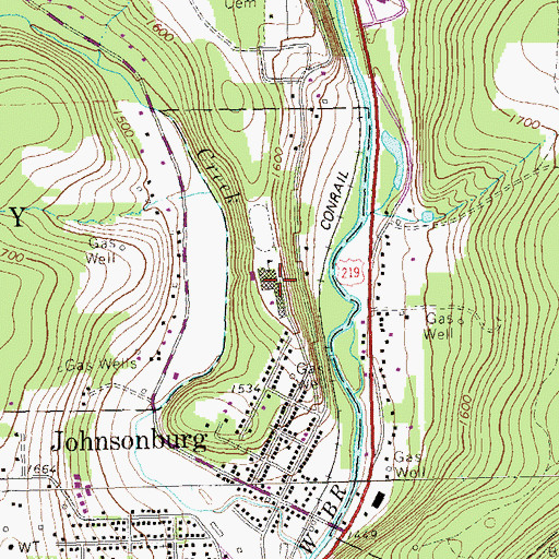 Topographic Map of Johnsonburg Area Junior Senior High School, PA
