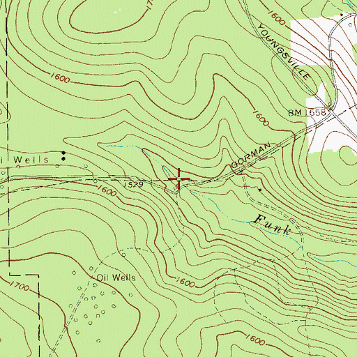 Topographic Map of Funkville, PA