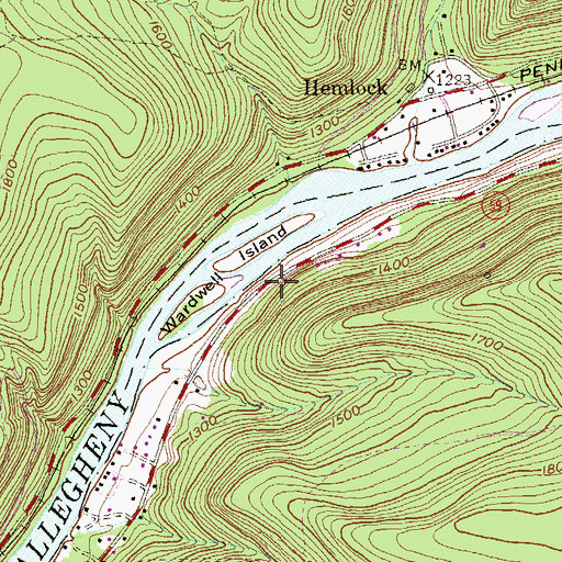 Topographic Map of Wardwell, PA