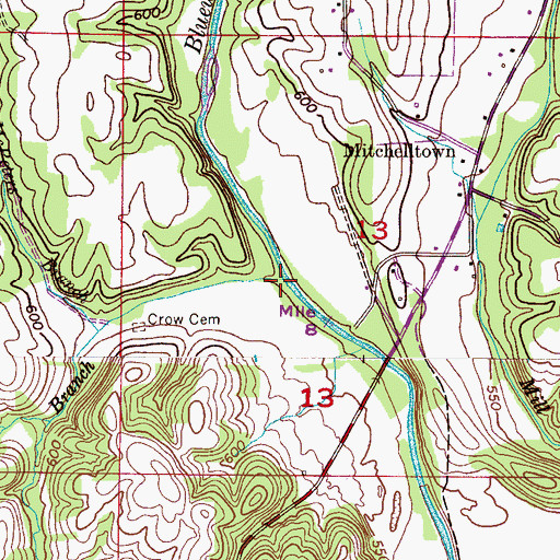 Topographic Map of Jordan Branch, AL