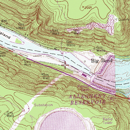 Topographic Map of Big Bend Recreation Site, PA