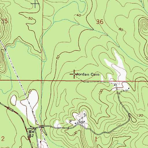 Topographic Map of Jordan Cemetery, AL