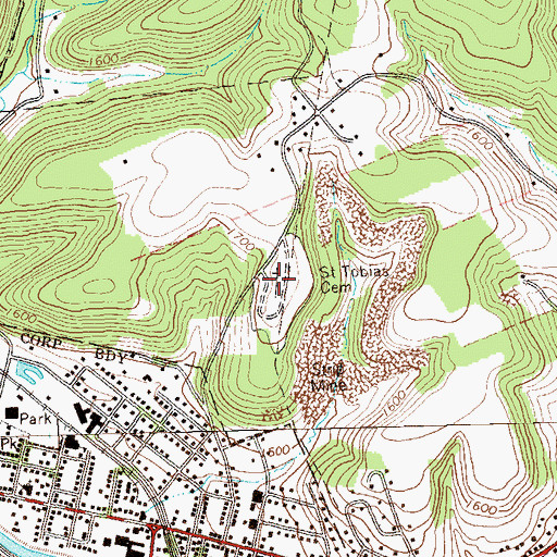 Topographic Map of Saint Tobias Cemetery, PA