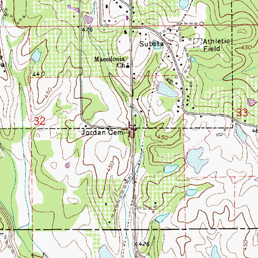 Topographic Map of Jordan Cemetery, AL