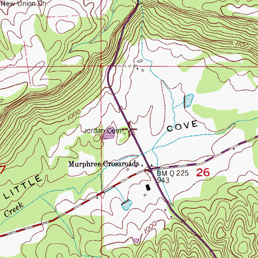 Topographic Map of Jordan Cemetery, AL