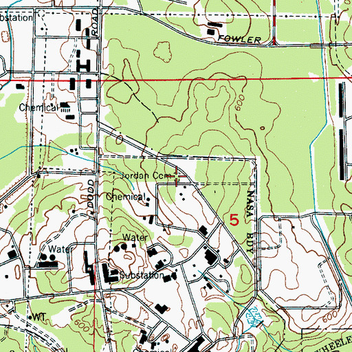 Topographic Map of Jordan Cemetery, AL