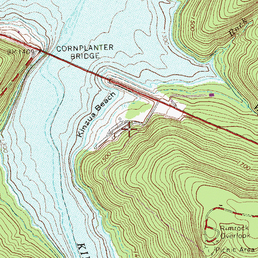 Topographic Map of Kinzua Beach Picnic Area, PA