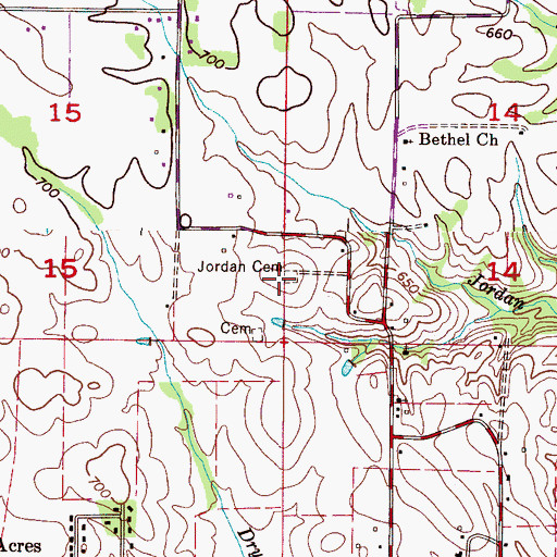 Topographic Map of Jordan Cemetery, AL