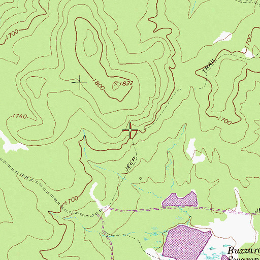 Topographic Map of Songbird Station Interpretive Trail, PA