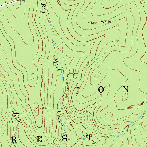 Topographic Map of Mill Creek Loop Hiking Trail, PA