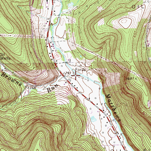 Topographic Map of Browns Run, PA