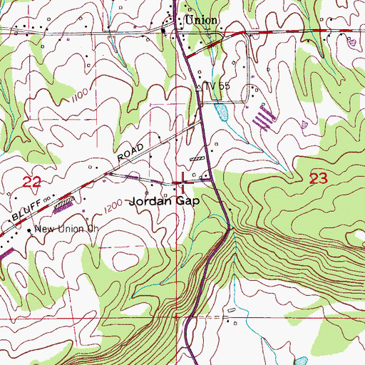 Topographic Map of Jordan Gap, AL