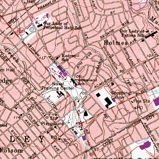 Topographic Map of Amasland Elementary School, PA