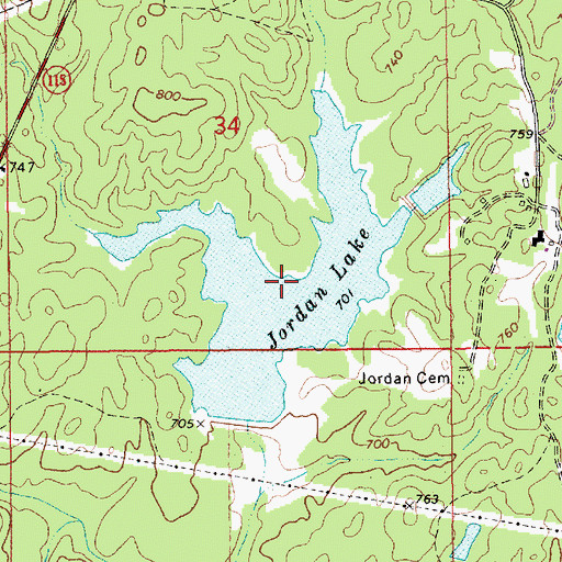 Topographic Map of Jordan Lake, AL