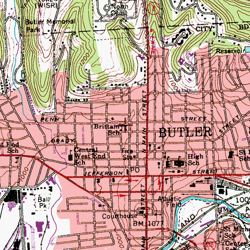Topographic Map of Emily Brittain Elementary School, PA