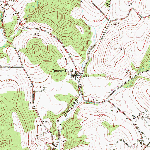 Topographic Map of Brownfield Elementary School, PA