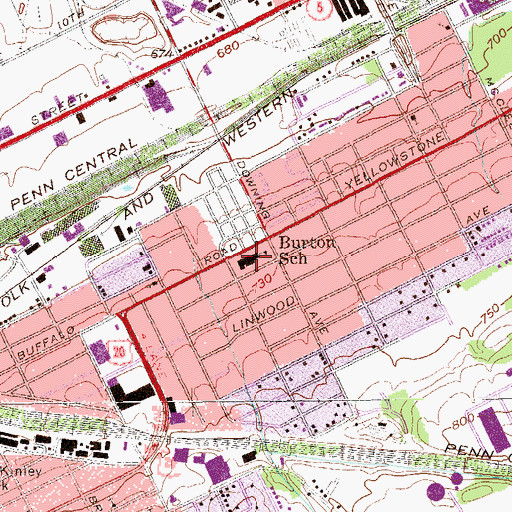 Topographic Map of Burton Elementary School, PA