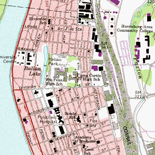 Topographic Map of Camp Curtain Early Childhood School, PA