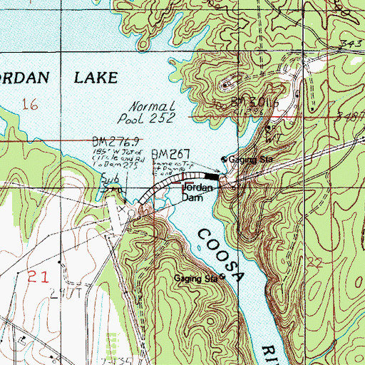 Topographic Map of Jordan Lake, AL