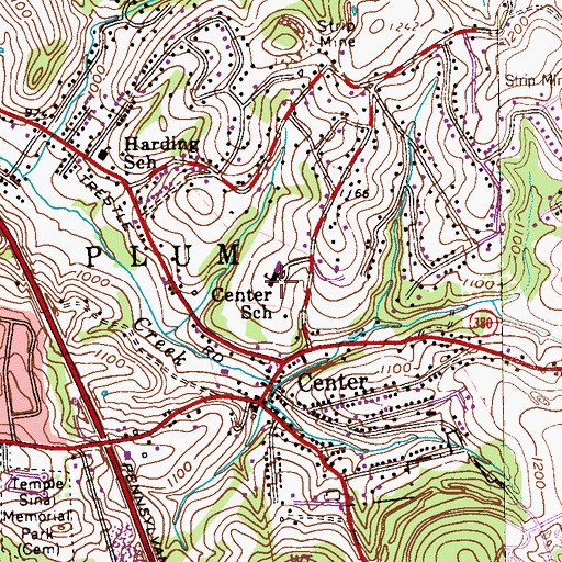 Topographic Map of Center Elementary School, PA